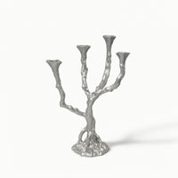 Tree Branch Form Candelabra Holder Metal Tree Branch Candelabra Artistic Candle Holder with Four Sockets for Tabletop