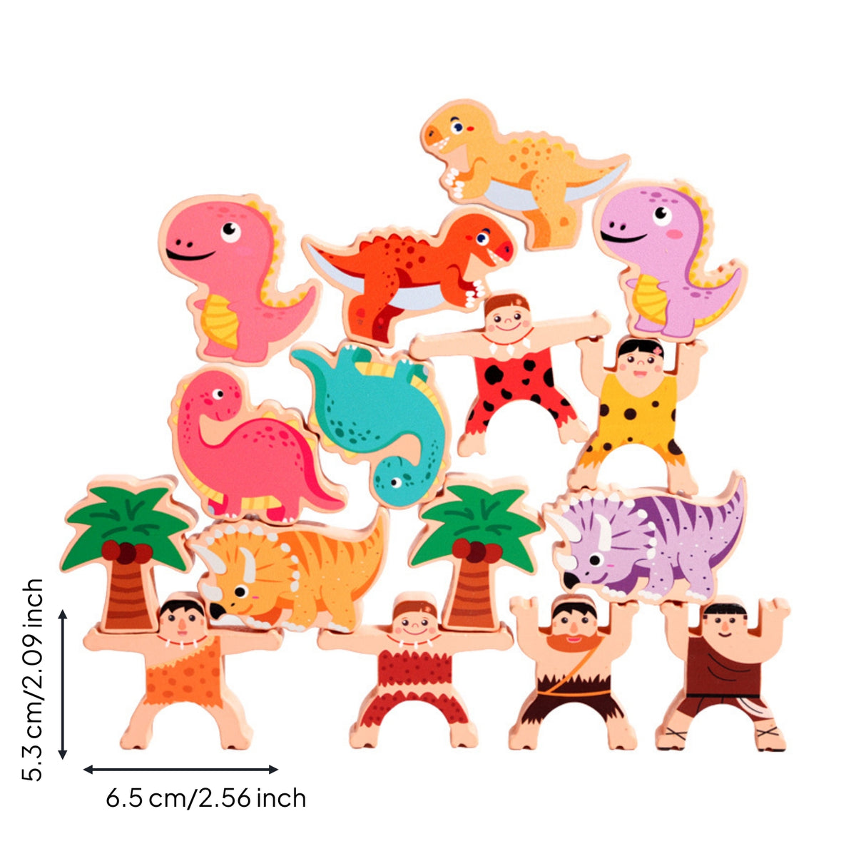 Dinosaur Stacking Toy Educational Wooden Stacking Toy Learning Wooden Balance Toys for Young Children, Preschoolers, Playroom, Kindergarten, Nursery