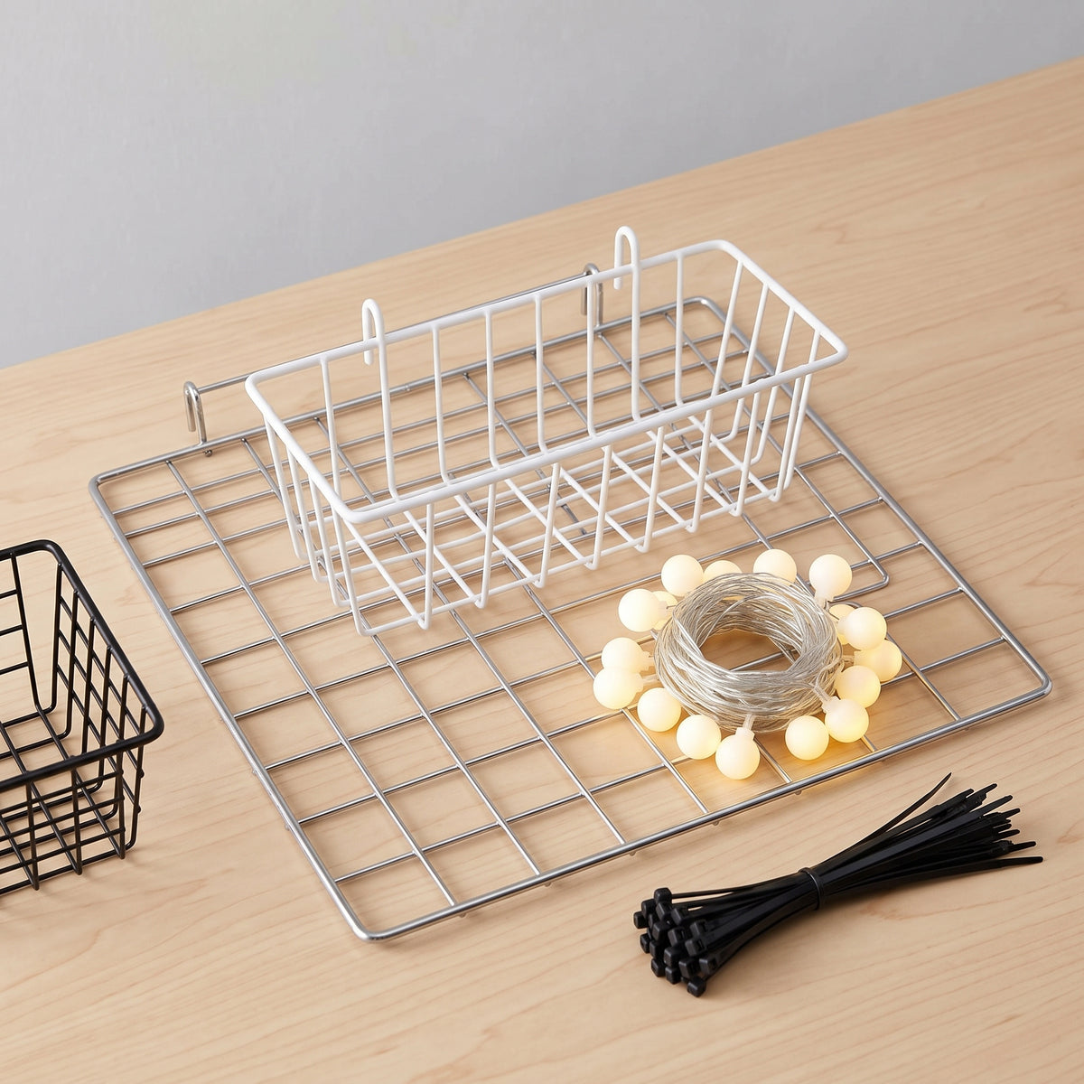Ins Style Grid Wall Storage Rack with Photo Display for Room Decor