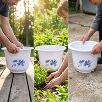 Large Plant Pot with Saucer, Heavy resilient Pots for Outdoor Use, Floor Standing Indoor Planter Large Size Plant Pots Set