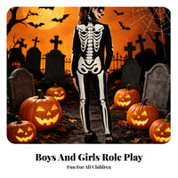 Full-Length Skeleton Suit Full Body Skeleton Suit Halloween Costume Bodysuit Elastic Black and White