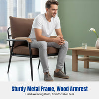 Nordic Design Fabric Sofa Chair, Double Seat, Modern Minimalist Living Room, Metal Frame, Wooden Armrest, Multiple Colors