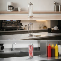 Drinking Tube Holder dispenser with Stainless Steel Lid Countertop Drinking Tube Holder dispenser with Lid Convenient for Cafe