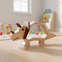 Wooden Dinosaur Piggy Bank Round Front Window Dinosaur Piggy Bank Cute for Desktop Display