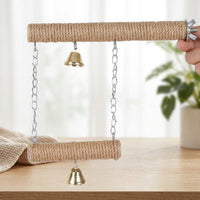 Parrot Swing with Claw Grinding Perch and Rope Perch, Striped Solid Lumber Feathered Cage Accessory with Bells for Parrot Parakeet, 138 Characters