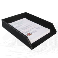 Premium Leather A4 Document Tray Stackable Single Layer File Organizer for Office