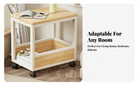 Movable Design Mobile Side Table with Wheels Multi-Tier Storage Stand Versatile Household Furniture Sturdy Construction for Apartment Dwellers, Office Workers, Living Room, Bedroom, Balcony, Small Areas