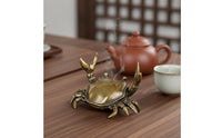 Vintage Design Antique Bronze Crab Collectible Antique Copper Crab Ornament Detailed Carving Tea Pet Fung Shui Decor for Collectors, Calligraphers, Study Room, Office Desk