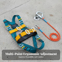 5 Point Fall Arrest Harness Adjustable Straps Full Body Harness Heavy Duty Personal Guarding Equipment for Electricians, Roofers, Scaffolding