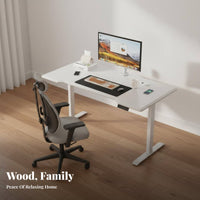 Electric Height Adjustable Desk Set Quiet Motor Solid Wood Standing Desk Combo Memory Presets Seated-Standing Workstation for Students, Study Room