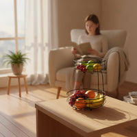 2 Tier Fruit Basket Metal Fruit Stand Space Saving Countertop Organizer with 2 Tiers for Kitchen