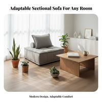 Minimalist Design Aesthetic Armless Sofa Module High-Density Foam Cushion Armless Sofa Middle Section Long-Lasting Construction Modular Couch Spacious Deep Seat for Apartment Dwellers, Young Adults, Design Enthusiasts, Bedroom, Lounge Area