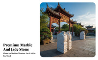 Chinese Drum Stone Auspicious Symbolism Carved Stone Door Pier Weather Resistant Marble Door Drum for Homeowners, Designers, Courtyard, Garden, Park