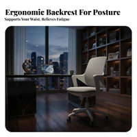 Lumbar Support Wheeled Computer Chair Adjustable Height Swivel Seat Rolling Casters Office Furniture Ergonomic Design for Students, Study Room, Bedroom
