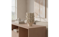 Vase with Petal Relief Handcrafted Ceramic Flower Vase Matte for Living Room