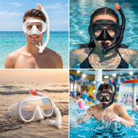Clear Snorkel Set with Tempered Glass Mask Leak-Proof Frameless Snorkeling Mask with Snorkel Anti-Fog Gear Waterproof for Pool