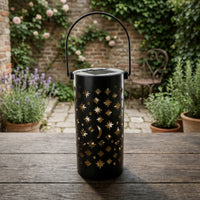 Outdoor Lantern with Cutout Patterns Portable Lighting Rechargeable for Pathway