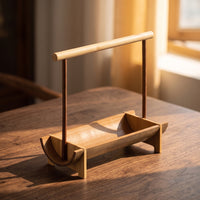 Handheld Snack Tray Portable Bamboo Tray with Handle Decorative Tableware for Tea Lovers
