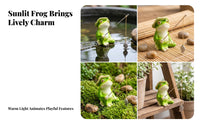 Painted Finish Resin Frog Ornament Small Frog Figurine Decorative Outdoor Decoration Micro-Landscape for Balcony, Courtyard