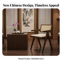 New Chinese design Woven rear Bench and Table durable Wood Frame Restaurant Booth Upholstered Seating Hospitality Furniture Padded Seat padding for Cafe Proprietors, Interior Designers, Teahouse, Lounge Area, Small Spaces