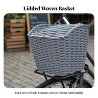 Bike Basket with Lid Retro Design Cycle Basket Easy to Clean for Shoppers, Commuters, Commuting, Leisure Rides