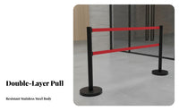 Heavy-Duty Base Double Belt Stanchion Long-Lasting Construction Retractable Belt Stanchion Versatile Use Stainless Steel Queue Pole Easy Installation for Event Organizers, Venue Managers, Business Owners, Exhibition Halls, Airports, Trade Exhibition S
