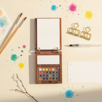 Compact Loose-Leaf Watercolor Kit Wooden Travel Watercolor Set Sturdy Art Supplies for Beginners, Sketching