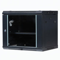 Cold-Rolled Steel Construction Wall Mount Network Rack Tempered Glass Door Wall Mounted Equipment Cabinet Good Ventilation IT Equipment Cabinet Adjustable Shelf for Home Workspace Enthusiasts, Surveillance System