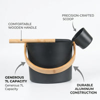 Home Sauna Bucket and Ladle Set with 7 Liter Capacity, Lightweight Aluminum Pail for Steam Room Sessions