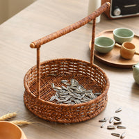 Multi-Purpose Imitation Rattan Food Basket Easy to Clean Vintage Design Food Container Lightweight for Picnic