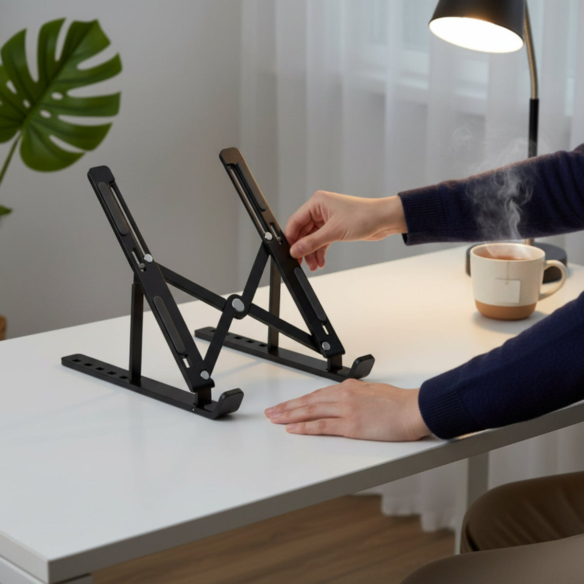 Easy to Keep-Able Adjustable Laptop Stand Lightweight Adjustable Laptop Riser Ergonomic Portable Computer Stand Anti-Slip Pads for Office, Travel, Desk