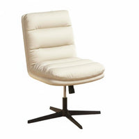 Thickened Cushion Armless Vanity Chair Minimalist Design Armless Channel-Tufted Swivel Seat Space Saving Office Furniture Easy Assembly for Makeup Users, Home Workers, Students, Bedroom, Study Room
