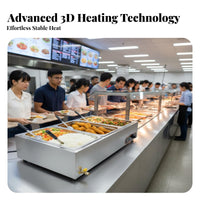 Automatic Temperature Control Commercial Food Warmer Rapid Heating Commercial Food Warming Station Sturdy Construction Electric Buffet Server Easy Cleaning for Restaurant Owners, Cafeteria Team, Cafeterias, Buffets, School Canteens, Restaurants