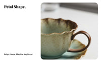 High-Temperature Fired Petal Rim Coffee Cup and Saucer Great Gift Flower Shaped Teacup Set Long-Lasting for Adults, Women, Home, Office