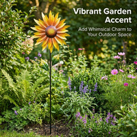 Solar Powered Rotating Metal Windmill Ornament Wind Spinner Garden Stake, Outdoor Patio Yard Decoration for Enthusiasts