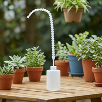 Narrow-Spout Press Watering Bottle with Bent Neck Translucent Press Bottle with Long Nozzle Visible Markings Sturdy for Tight Growing Areas