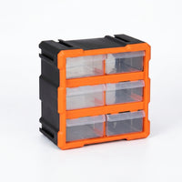 Orange Frame Small Parts Organizer Compact 6-Drawer Storage Box