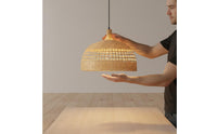Bamboo Woven Pendant Light Material Dome Lampshade Boho Decor Indoor Lighting for Dining Room, Restaurant