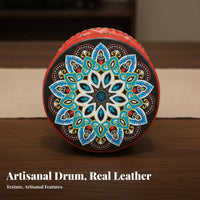 Painted Ethnic Tambourine Performance Stage Prop Hand Drum Handmade Percussion Instrument for Dancers, Culture Aficionados, Cultural Events, Classroom