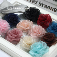 Handmade Korean Style Ribbon Rose Flower Applique for DIY Hair Accessories and Brooches