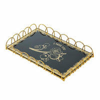 2 Pieces Arched Design Decorative Tray Easy to Display Decorative Glass Tray Modern Home Decor Raised Border for Living Room
