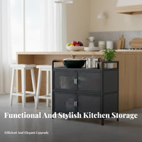 Kitchen Storage Unit Storage Cabinet Large Capacity Multi-Layer Food Pantry Sturdy and Cabinet with Mesh Doors for Cooks, Bedroom, Hallway, Washroom