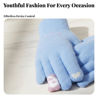 Panda Pattern Gloves Screen-Tap Capable Compatible Tap Screen Winter Gloves Soft Stretchy for Women, Cold Weather