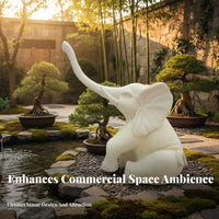 Floor-Standing Elephant Sculpture Good Fortune Symbol Sandstone Elephant Figure Handcrafted Outdoor Decoration for Decorators, Hotel Lobby, Storefront