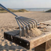 Stainless Steel Hand Rake for Gardening and Clam Digging, 3-7 Tine Options, Optional Handle