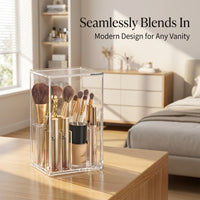 Clear Acrylic Lipstick Organizer, Dustproof Large Capacity Cosmetic Storage Box, for Vanity Table and Bedroom Multi-Compartment Makeup with Drawers