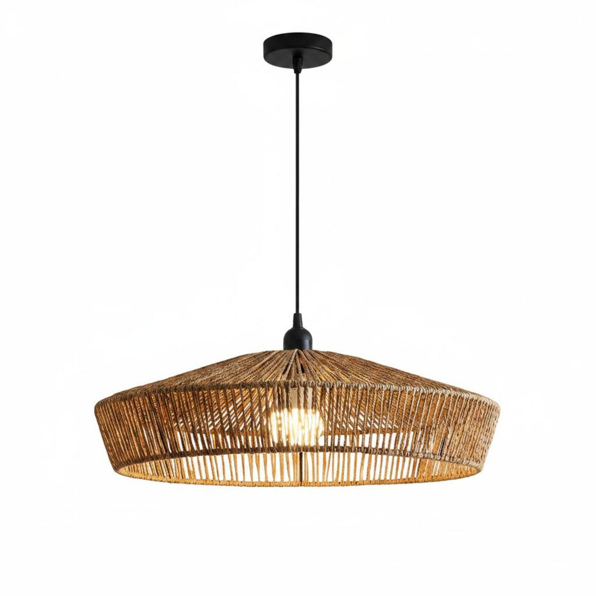 Pendant Lamp Vintage Industrial Look Handwoven Hanging Lamp Warm Ambient Glow Rope Pendant Light for Restaurant, Guesthouse