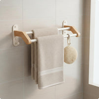 Wooden Towel Simple Setup Installation Double Towel Bar Washroom Storage