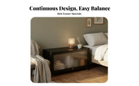 Spacious Storage Slimline Slatted Credenza Large Capacity Slimline Cabinet with Woven Doors Door Closure TV Stand Breathable Design for Apartment Dwellers, Homeowners, Adults, Living Room, Bedroom, Entertainment Area