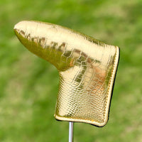 Waterproof Gold Crocodile Putter Headcover PU Leather Golf Putter Cover Thickened Golf Club Guard Cover Long-Lasting for Men and Women, Practice Range